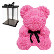 Rose Bear from Fuchsia Roses with Ribbon – 25 / 40cm – Gift Box