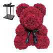 Rose Bear from Burgundy Roses with Ribbon – 25 / 40cm – Gift Box