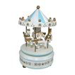 Wooden wind-up musical carousel 17cm – blue