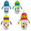 Plastic Water Bottle with Spout Lid & Straw 350ml – 4 Colors