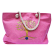 Pink Beach Bag with Tree & Eye Design
