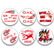 Magnets & Badges in 6 Fan Designs – Red Series