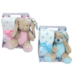 Gift Set Plush Bunny & Blanket – 2 Colors (Pink & Blue) | Perfect for Newborns