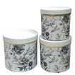 Packaging Box Set of 3 – White Floral Design – 19.5x19cm / 16.7x18cm / 14x15cm
