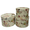 Packaging Box Set of 3 – Ecru Floral & Butterfly Design – 24.3x16cm / 22.5x14.5cm / 20.5x13cm
