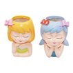 Ceramic girl flower pot in 2 designs, 18.5cm