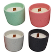 Soy Scented Candle in concrete container with wooden wick, 4 colors – 3 fragrances
