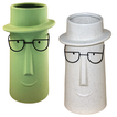 Face Flower Pot with Glasses – Green or Light Grey – 2 Sizes (21x13x12.5 & 27x15x14.5cm)
