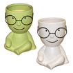 Human Figure Ceramic Flower Pot with Glasses – 22.5x16x16cm, 2 Colors