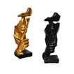 Decorative Abstract Face Sculpture with Hand – 27cm – Gold & Black