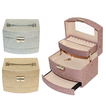 Glitter Multi Layer Jewelry Box with Mirror 16x13x13cm Silver, Gold, Pink