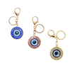 Round Evil Eye Keychain with Rhinestones and Ring