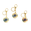 Round Evil Eye Keychain with Metal Frame and Rhinestones