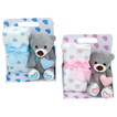 30cm Plush Teddy Bear with 90x75cm Blanket – Pink & Light Blue Baby Gift Set