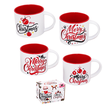 Merry Christmas Ceramic Mug with Red Interior 10x9cm