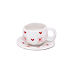 Cup and Saucer with Flowers & Hearts 10x7cm 