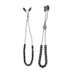 Black Metal Worry Beads with Silver-Tone Shield