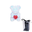 White Sequin Rose Bear with Red Heart 18.5cm