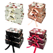 Set of 3 Floral Gift Boxes with Bow – 4 Colors
