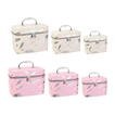 3-Piece Cosmetic Case Set with Mirror – Silver Feathers