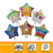 Self-Inflating Star Foil Birthday Balloon with Stick 15cm