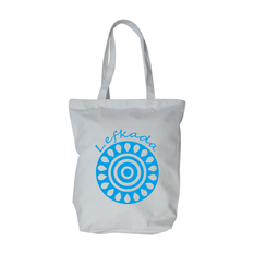 Fabric Tote Bag 37.5x35cm with Greek Pattern & Custom Location Print