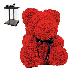 Rose Bear από Κόκκινα Τριαντάφυλλα με Φιογκάκι – 25 / 40cm – Σε Συσκευασία Δώρου