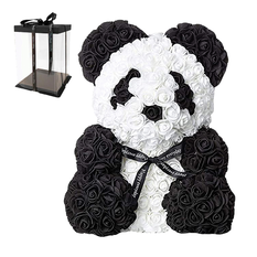 Rose Bear Πάντα από Τεχνητά Τριαντάφυλλα με Φιογκάκι – 25 / 40cm – Σε Συσκευασία Δώρου