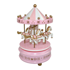 Wooden wind-up musical carousel 17cm