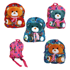 Kids Backpack with Plush Teddy Bear – 4 Colors, 28cm