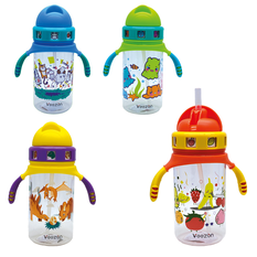 Plastic Water Bottle with Spout Lid & Straw 350ml – 4 Colors