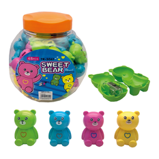 Bear-Shaped Pencil Sharpener – 4 Colors (48 Pieces)