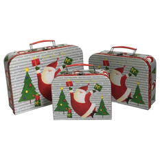 Christmas Gift Packaging Suitcase Box – Set of 3 with Santa Claus Design