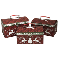Christmas Gift Packaging Box with Reindeer Design – Set of 3