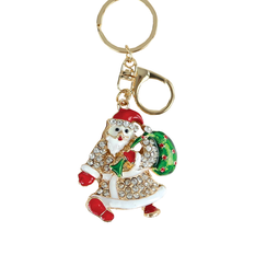 Christmas Metal Keychain – Santa Claus with Rhinestones