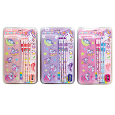 Unicorn Pencil Set – 4 Pencils 2B with Eraser, Sharpener, Case & Grip (3 Colors)