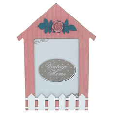 Wooden House-Shaped Photo Frame for 2 Photo Sizes