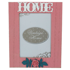 Wooden Photo Frame HOME in pink for 10x15cm or 13x18cm photos