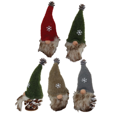Christmas Gnome Decoration with Hat & Pinecone – 15cm (4 Colors)