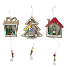 Wooden Christmas Hanging LED Ornament Nutcracker (3 Designs) – 11cm