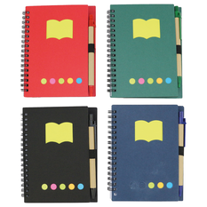 Notebook with Pen & Sticky Notes in 4 Colors