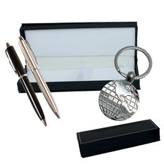 Gift Set Globe Keychain & Pen in 2 Colors 