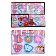 Heart-Shaped Eraser Set – 6 Pieces 