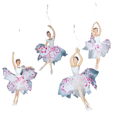 Hanging Ballerina Decoration with Silver & Pink Dress in 4 Designs 