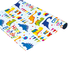 Metallic Wrapping Paper Happy Birthday Dinosaurs 