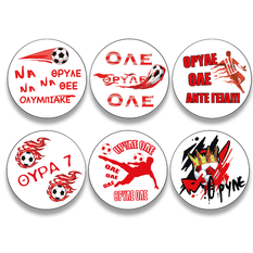 Magnets & Badges in 6 Fan Designs – Red Series