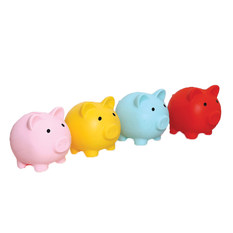 Kids Piggy Bank 14x12cm Pink, Yellow, Blue & Red