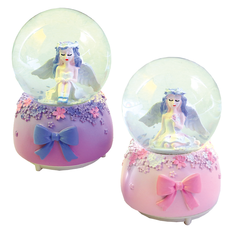 Light-Up & Musical Snow Globe – Angel with Bow, 2 Designs