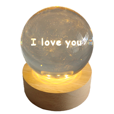 Glass Globe with Light and Engraving “I Love You” – 8cm (Battery Operated)