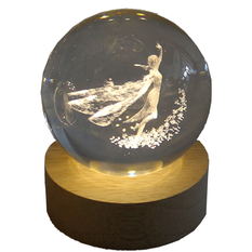 Glass Globe with Light and Engraving “Dancer” – 8cm (Battery Operated)